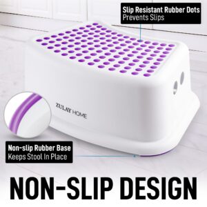 Zulay Home Step Stools for Kids - Toddler Step Stool for Bathroom Sink with Anti-Slip Surface & Base - Kids Step Stool for Toddlers Potty Training, Kitchen, Living Room, Bedroom, Toy Room (Purple)