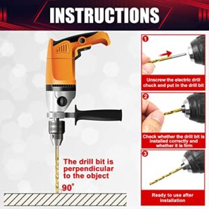 wesleydrill 13PCS Left Hand Drill Bit Set 1/16"-1/4" Titanium Twist Reverse Drill Bits Fit for Cutting Metal, Cast Iron, Hard Plastics and Wood, and Softer Materials