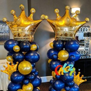 14PCS Crown Balloons Gold Foil Crown Balloon for Birthday Wedding Party Baby Shower Decorations 4 Giant and 10 Mini Size