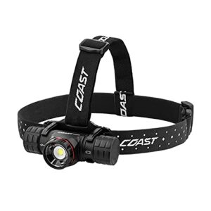 coast® xph34r 2075 lumen usb-c rechargeable-dual power led headlamp withpure beam® twist focus™ and magnetic base
