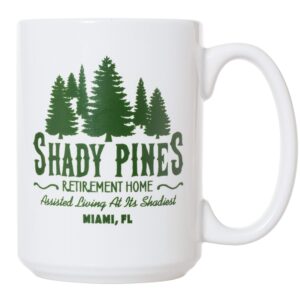 Artisan Owl White Shady Pines Retirement Home 15oz Coffee Mug and Thank You For Being A Friend 17oz Stemless Wine Glass Bundle