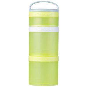 whiskware stackable snack containers for kids and toddlers, 3 stackable snack cups for school and travel, neon yellow