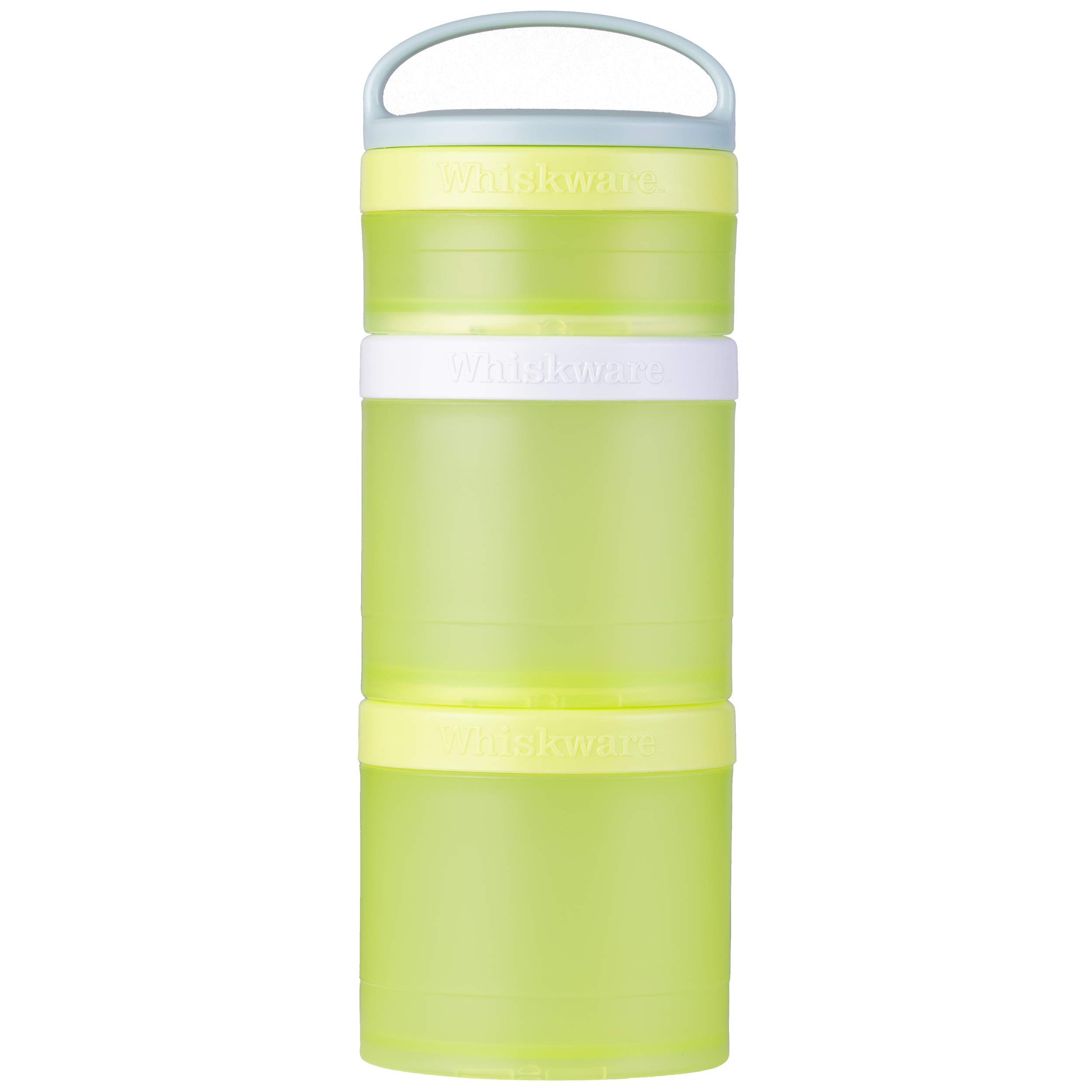 Whiskware Stackable Snack Containers for Kids and Toddlers, 3 Stackable Snack Cups for School and Travel, Neon Yellow