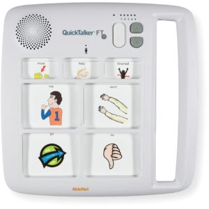 AbleNet QuickTalker 7 - Portable Multi-Message Speech Device with FeatherTouch Technology, 23 Messages, 5 Recording Levels, and Durable Design, AAC Communication Device for Non Verbal Kids & Adults