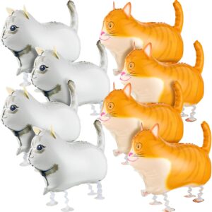 8 pieces walking animal cat balloons aluminum foil animal balloons for party decoration for cat theme party supplies baby shower wedding birthday decor, 2 colors
