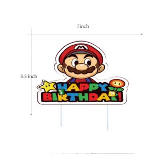 Cake Topper for Super Mario Happy Birthday Cake Topper , Kids Boys Brothers Video Game Themed Party Decoration