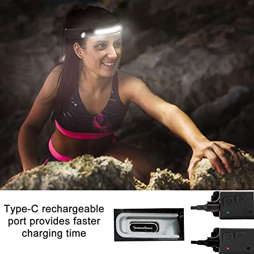 EGUKU Headlamp Flashlight, Rechargeable LED Headlamps 1200Lumens 2 COB 230°Wide Beam Headlight with Motion Sensor Bright 5 Modes Lightweight Waterproof Head Lamp for Outdoor Running, Camping Hiking