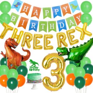 dinosaur birthday decorations for boy three rex birthday decorations dinosaur party supplies 3 year old - three rex balloons dino cake topper happy birthday banner
