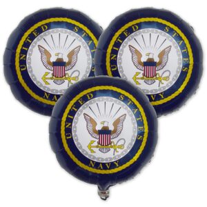 havercamp u.s. navy balloons (3 pcs.)! 3 (18”) round mylar balloons with officially licensed u.s. navy crest logo.