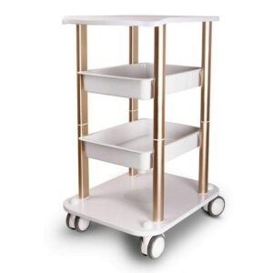 tbvechi rolling utility cart, gold color, scratch resistant, 4 layer metal storage carts for beauty salon, barbershops, spa, 40 kg load capacity