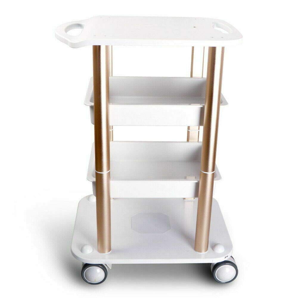 TBVECHI Rolling Utility Cart, Gold Color, Scratch Resistant, 4 Layer Metal Storage Carts for Beauty Salon, Barbershops, Spa, 40 kg Load Capacity