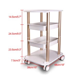 TBVECHI Rolling Utility Cart, Gold Color, Scratch Resistant, 4 Layer Metal Storage Carts for Beauty Salon, Barbershops, Spa, 40 kg Load Capacity