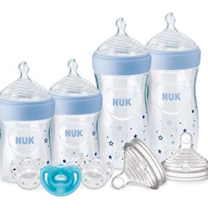 NUK Simply Natural Baby Bottles with SafeTemp Gift Set - Includes 4 Bottles, 3 Pacifiers, and 2 Replacement Bottle Nipples