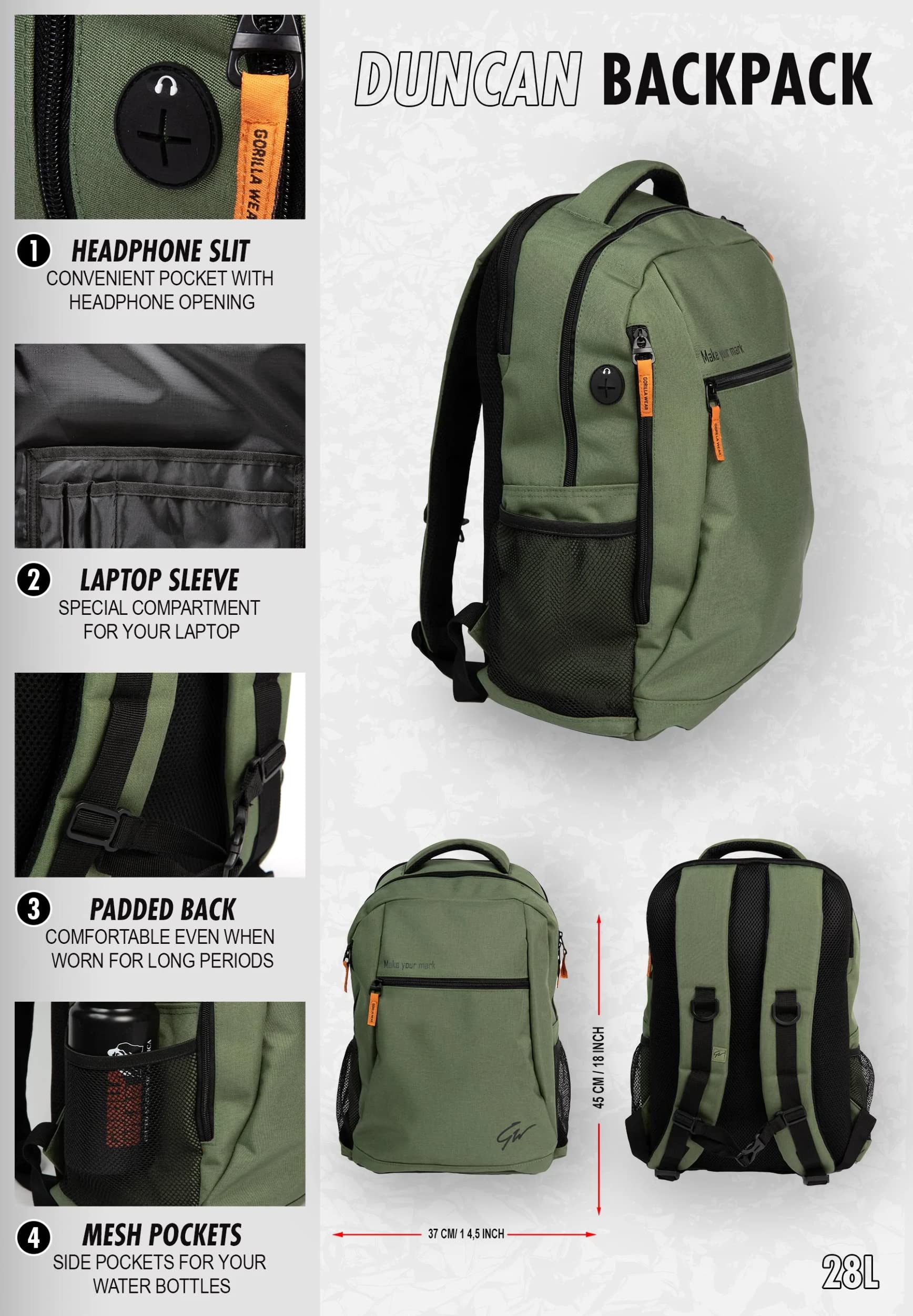 GORILLA WEAR Duncan Backpack - Army Green