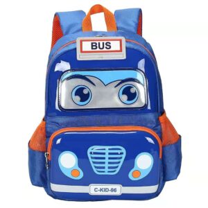 russel molly personalized 3d-cartoon bus kids preschool backpack - kindergarten backpack for boys, small bookbag for toddlers (ages 3-6)