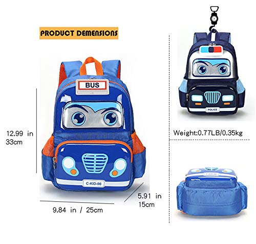 Russel Molly Personalized 3D-cartoon Bus Kids Preschool Backpack - Kindergarten Backpack for Boys, Small Bookbag for Toddlers (Ages 3-6)