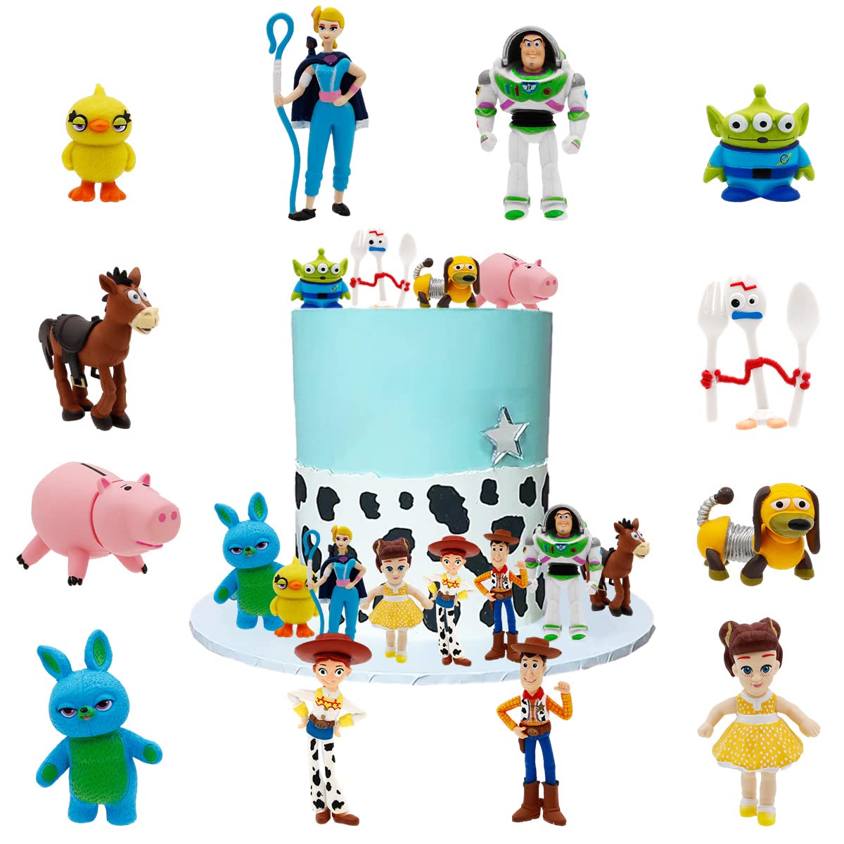12PCS Toy Inspiration Story Cake Toppers, Story Birthday Party Cake Decorations