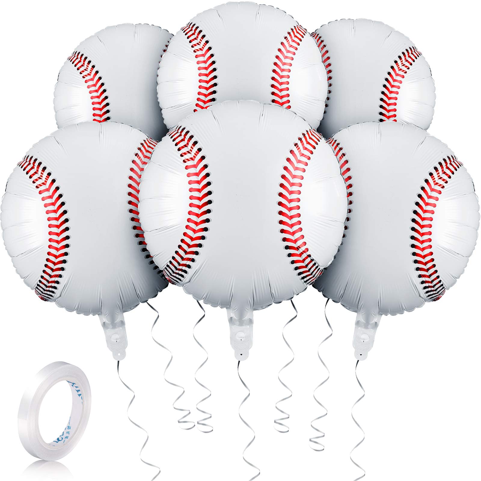 6 Pack 18 Inches Baseball Balloons Baseball Party Decorations Foil Balloons for Baseball Themed Party Supplies Summer Birthday Sports Party Favors Baby Shower Decoration