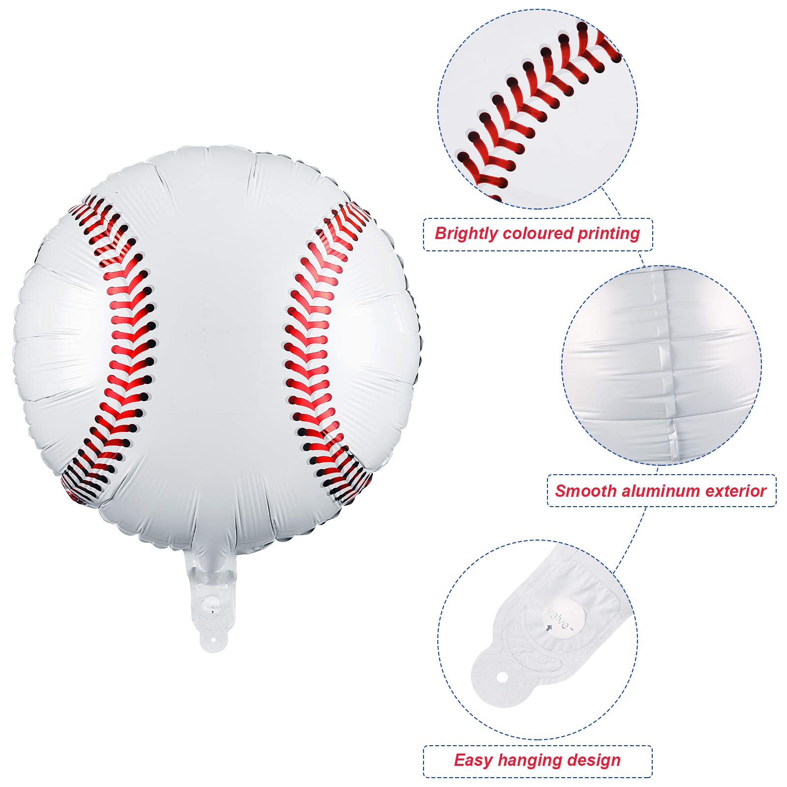 6 Pack 18 Inches Baseball Balloons Baseball Party Decorations Foil Balloons for Baseball Themed Party Supplies Summer Birthday Sports Party Favors Baby Shower Decoration