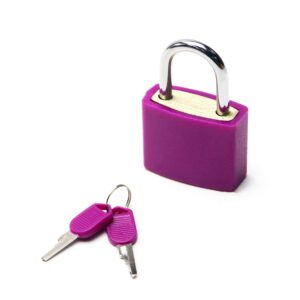 yinpecly 1pcs abs keyed padlock, waterproof suitcase padlock with keys, anti rust outdoor lock for cabinets drawers 0.89'' wide zinc alloy body shackle purple keyed different