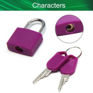 Yinpecly 1Pcs ABS Keyed Padlock, Waterproof Suitcase Padlock with Keys, Anti Rust Outdoor Lock for Cabinets Drawers 0.89'' Wide Zinc Alloy Body Shackle Purple Keyed Different