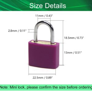 Yinpecly 1Pcs ABS Keyed Padlock, Waterproof Suitcase Padlock with Keys, Anti Rust Outdoor Lock for Cabinets Drawers 0.89'' Wide Zinc Alloy Body Shackle Purple Keyed Different