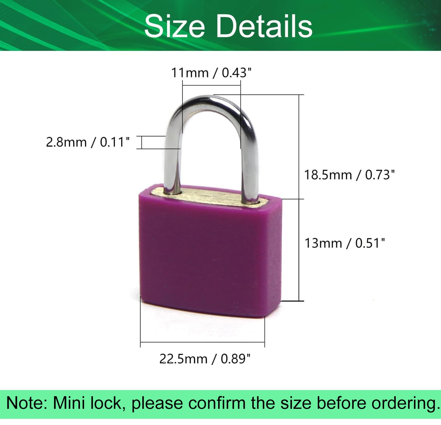 Yinpecly 1Pcs ABS Keyed Padlock, Waterproof Suitcase Padlock with Keys, Anti Rust Outdoor Lock for Cabinets Drawers 0.89'' Wide Zinc Alloy Body Shackle Purple Keyed Different