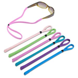henoarl kids glasses strap and sunglasses strap universal fit for kids and men women, glasses band and colorful eyeglasses strap to boys girls skin friendly materials safe and comfortable style 6 pack