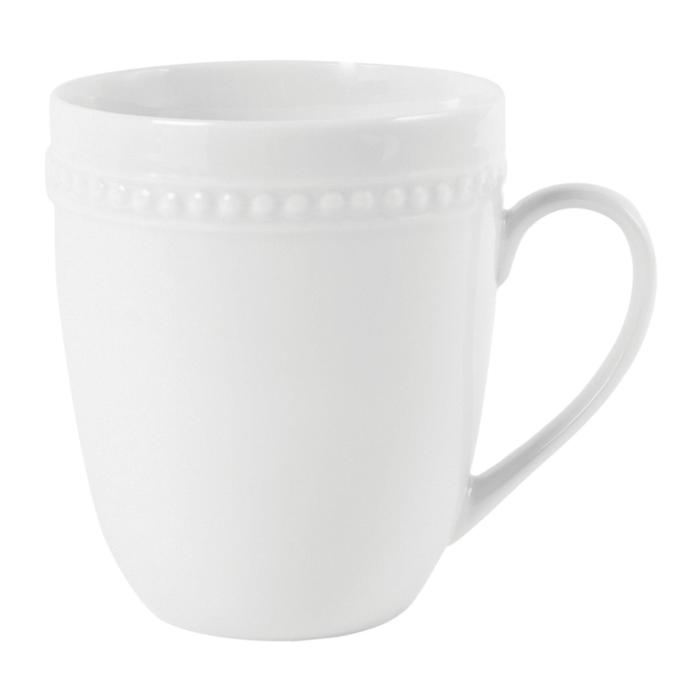 Everyday White by Fitz and Floyd Beaded 14 Ounce Mugs, Set of 4, 4 Count (Pack of 1)