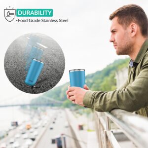 The Clean Hydration Co Insulated Stainless Steel Travel Mug Cup | Double Wall Ceramic Tumbler | No Metal Taste in Coffee Tumbler 20 Oz | Aqua