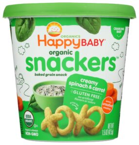happy baby organic baked creamy spinach & carrot snacker cup, 1.5 oz