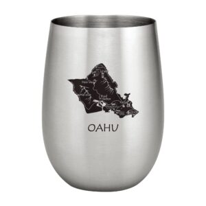 upware 18/8 stainless steel 15 oz. stemless wine glass, unbreakable and shatterproof metal, for wine and beverage (hawaii oahu island)