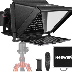 NEEWER X12 14 inch Aluminum Alloy Teleprompter for iPad Tablet Smartphone DSLR Cameras with Remote Control, Carry Case, APP Compatible with iOS/Android for Online Teaching/Vlogger/Live Streaming