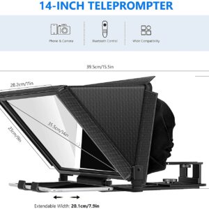 NEEWER X12 14 inch Aluminum Alloy Teleprompter for iPad Tablet Smartphone DSLR Cameras with Remote Control, Carry Case, APP Compatible with iOS/Android for Online Teaching/Vlogger/Live Streaming