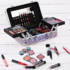 Hot Sugar All In One Makeup Set for Adults and Girls - Full Makeup Kit for Beginners With Eye Shadow Palette, Blush, Lip Gloss, Brush, Mirror (Pink Leopard)