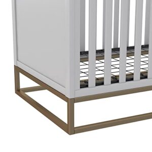 Little Seeds Haven 3 in 1 Convertible Wood Crib with Metal Base, Dove Gray with Gold Base