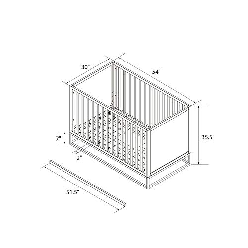 Little Seeds Haven 3 in 1 Convertible Wood Crib with Metal Base, Dove Gray with Gold Base