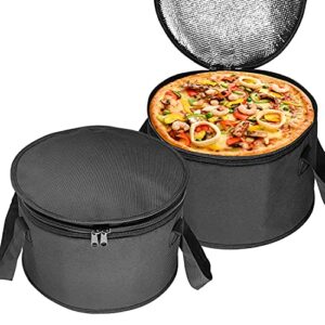 2 pack 11x7 inch round insulated thermal pie carrier slow cooker bag,reusable insulated cake carriers casserole carrier cooler bags for potluck,picnics,collapsible lunch bag for delivery (black color)