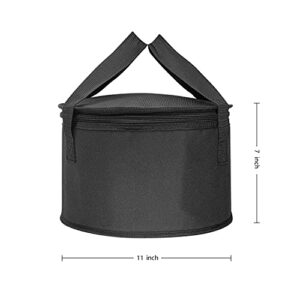 2 Pack 11X7 inch Round Insulated Thermal Pie Carrier Slow Cooker Bag,Reusable Insulated Cake Carriers Casserole Carrier Cooler Bags for Potluck,Picnics,Collapsible Lunch bag for Delivery (Black Color)