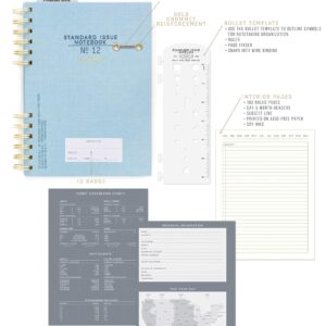 Designworks Ink Standard Issue No. 12 Yellow Undated Planner Notebook Journal with Lined Pages, Elastic Pen Holder, and Durable Spiral Binding for Work, Writing, Journaling - 6" x 8.25"