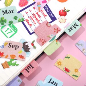 48 Pieces Adhesive Monthly Tabs Planner Stickers, 24 Month Tabs and 24 Blank Tabs Colorful Decorative Monthly Index Tab for Office School Study Planner Stickers and Accessories Journal Organization