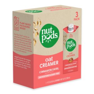 nutpods oat cinnamon swirl coffee creamer - unsweetened oat milk creamer - nut-free non dairy creamer - keto, gluten free, non-gmo, vegan, sugar free, kosher (3-pack)