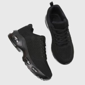 Maichal Walking Shoes for Women Running Tennis Air Cushion Arch Support Breathable Gym Athletic Sneakers All Black US 8.5