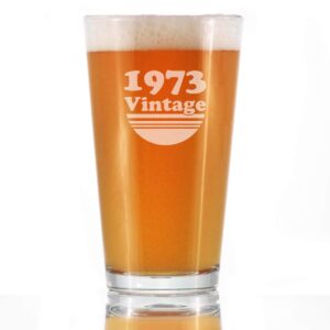 vintage 1973 - pint glass for beer - 51st birthday gifts for men or women turning 51 - fun bday party decor - 16 oz