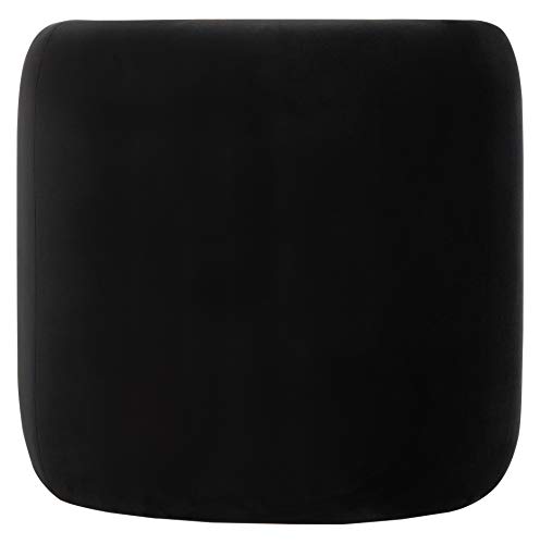 Safavieh Home Collection Kibo Modern Waterfall Black Velvet Ottoman (Fully Assembled)