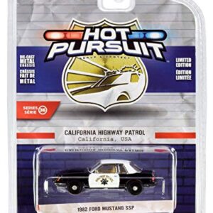 1982 Ford Mustang SSP Black and White CHP California Highway Patrol Hot Pursuit Series 36 1/64 Diecast Model Car by Greenlight 42930 C