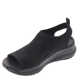 skechers arch fit - city catch black/black 8 b (m)