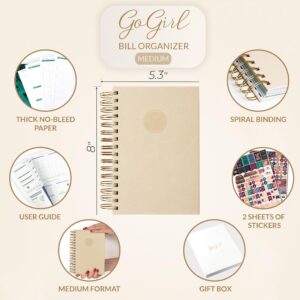 GoGirl Budget Planner & Monthly Bill Organizer – Monthly Financial Book with Pockets. Expense Tracker Notebook Journal, Compact (Seashell)