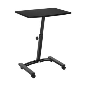 Seville Classics Airlift Height Adjustable Mobile Rolling Laptop Cart Computer Workstation Desk Table for Home, Office, Classroom, Hospital, w/Wheels, Flat (24") (New Model), Black