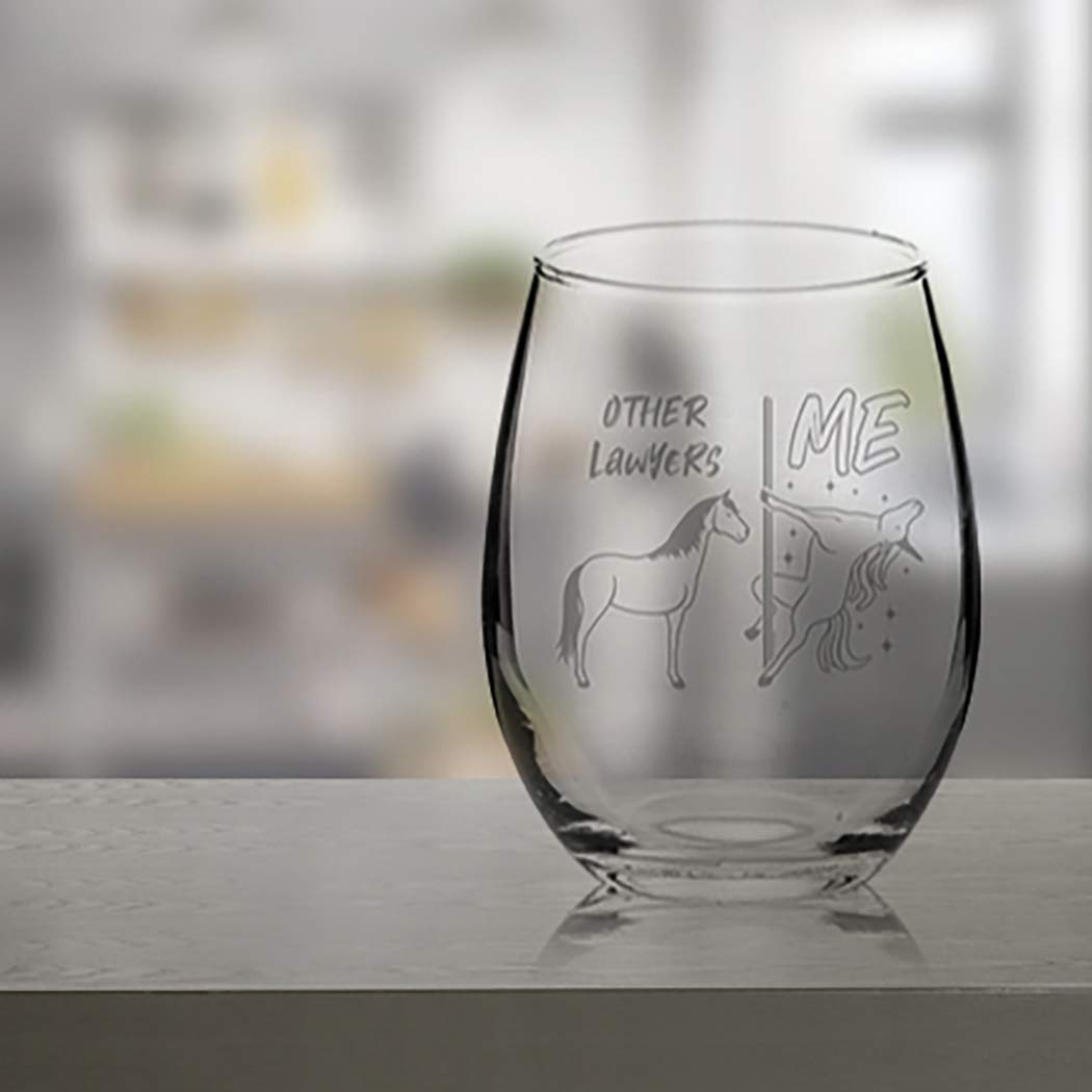 Veracco Other Lawyers Vs Me Unicorn Stemless Wine Glass Funny Birthday Gift For Someone Who Loves Drinking Bachelor Party Favors (Clear, Glass)